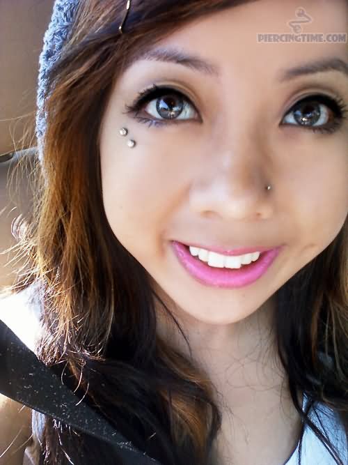 Left Nostril And Teardrop Piercing Picture For Girls
