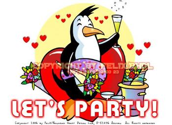 Let's Party Penguin Drinking Wine Cartoon