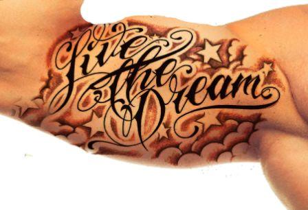 Live The Dream Bicep Tattoo For Men