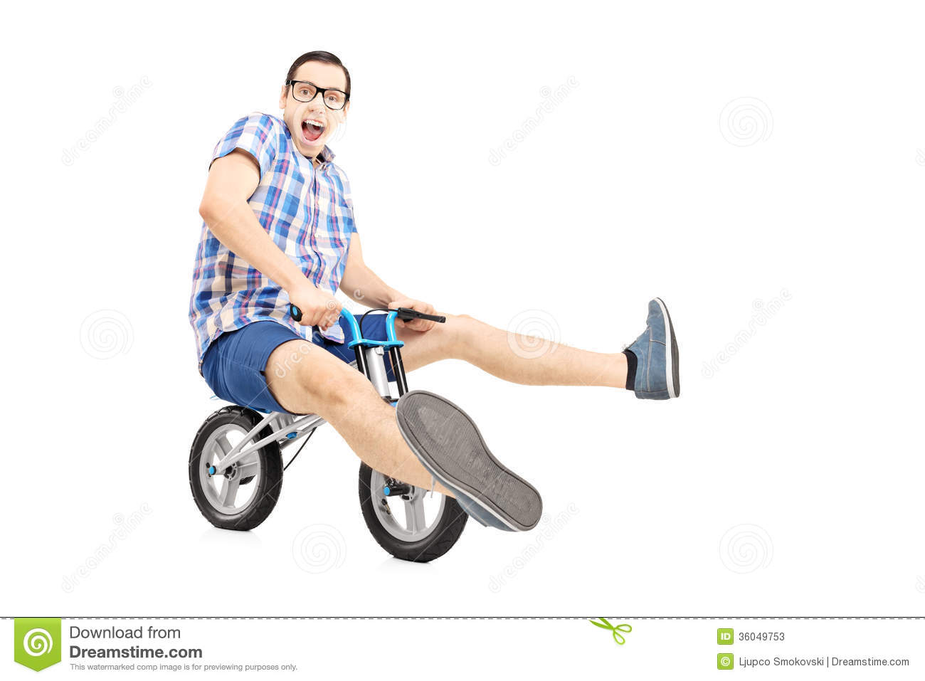 Man Riding Small Bicycle Funny Picture