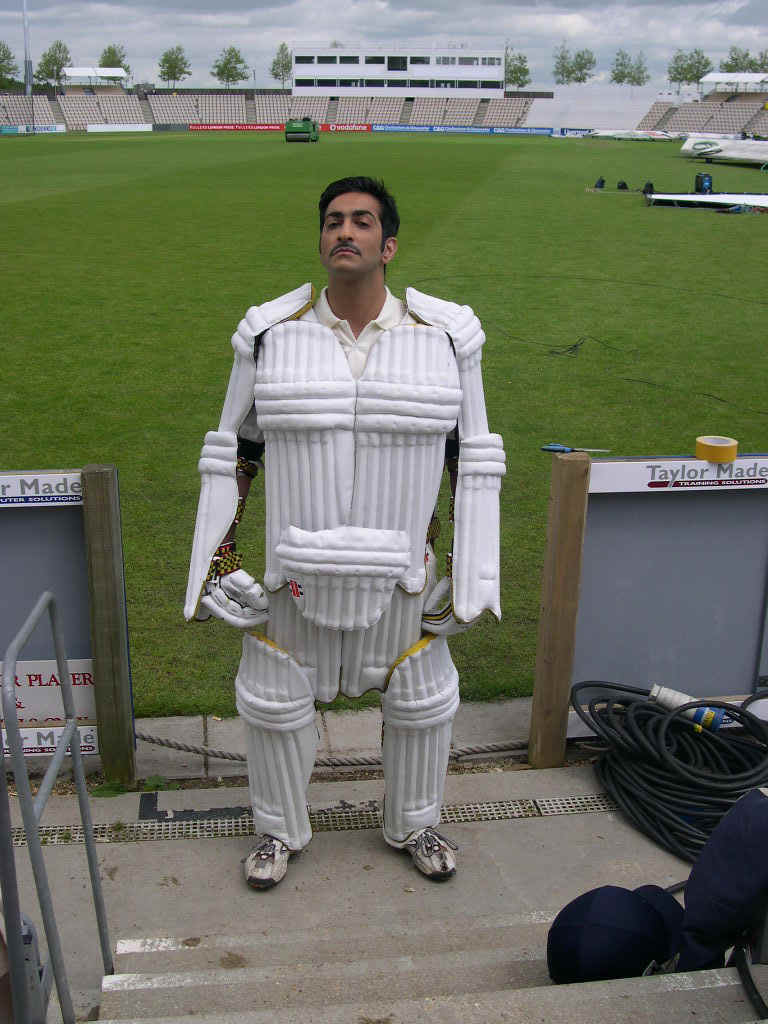 Man With Cricket Pads Dress Funny Picture