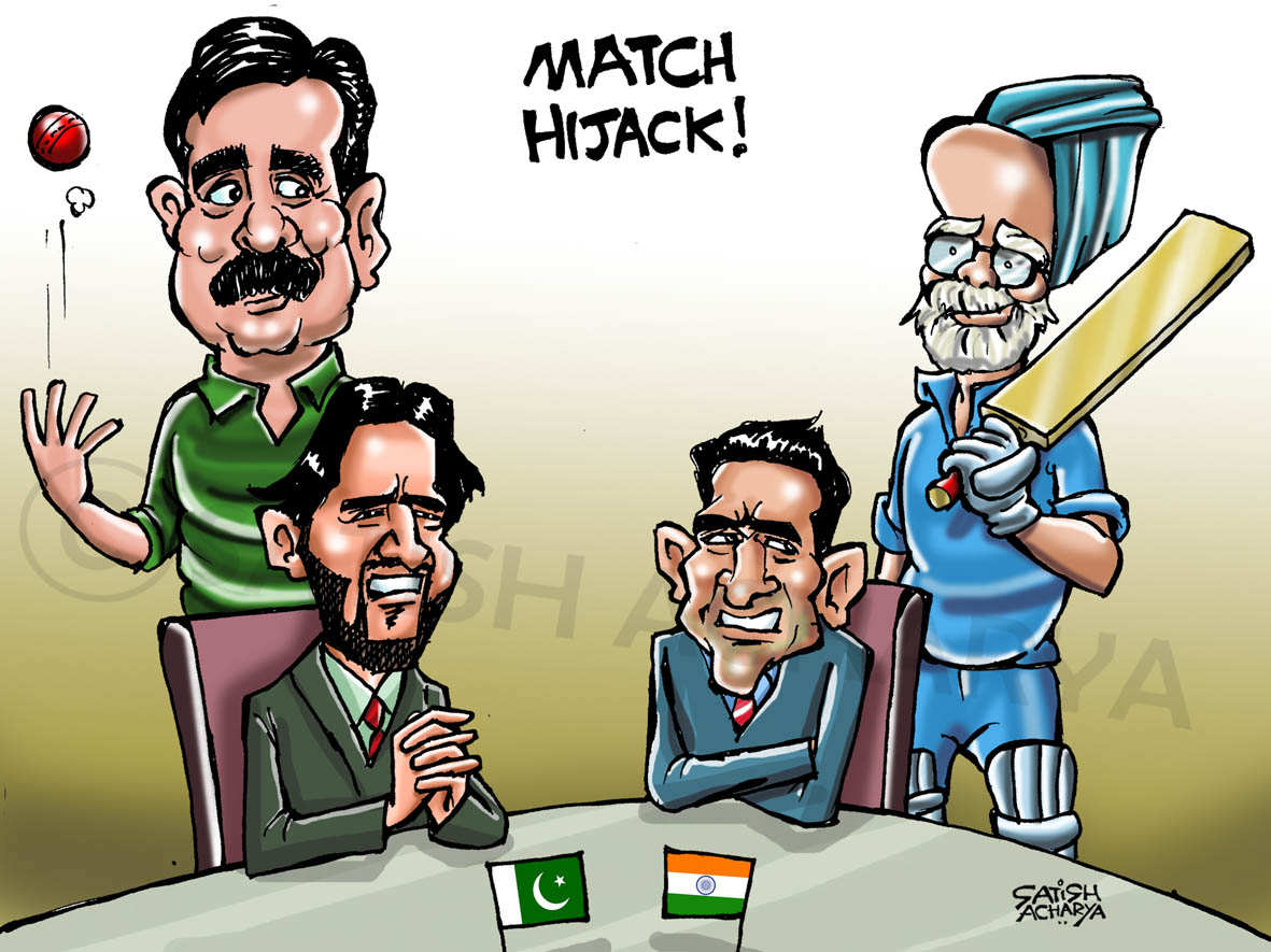 Match Hijack Funny Cricket Cartoon Picture