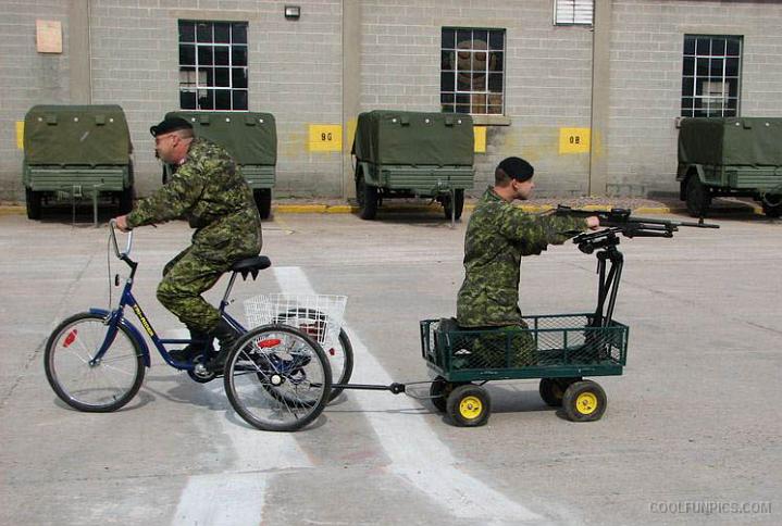 Military In Bicycle Funny Picture