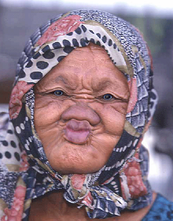 Old Woman Making Pouting Face Funny Picture