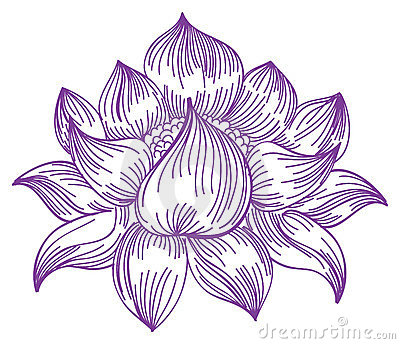 Purple Ink Lotus Flower Tattoo Stencil