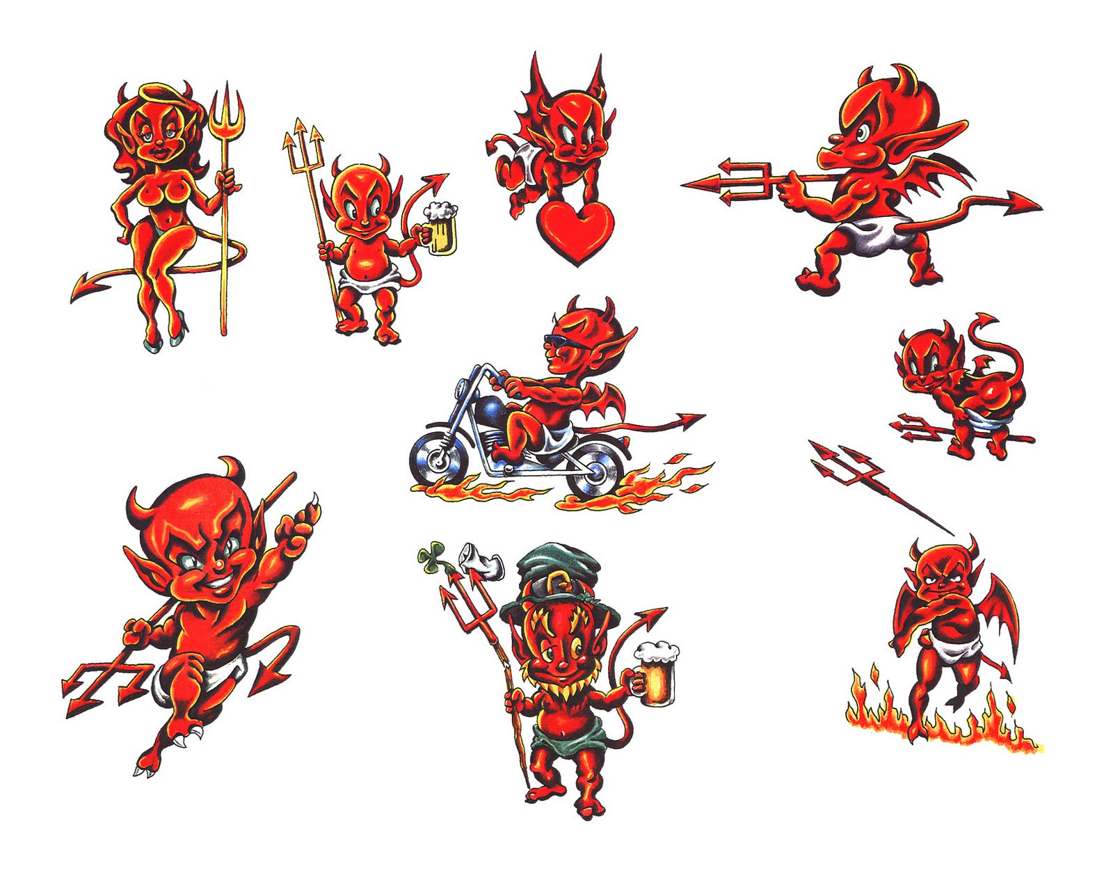 Red Ink Devil Tattoo Flash