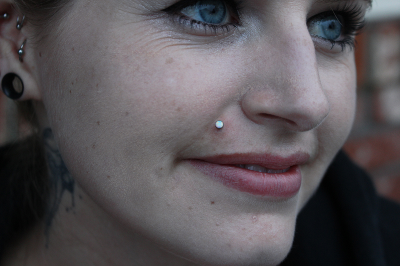 Right Ear Lobe And Madonna Piercing For Girls
