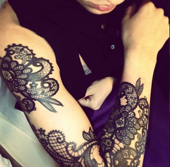 Right Sleeve Lace Tattoo For Girls