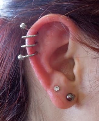 Silver stud Love Piercing And Spiral Piercing Picture
