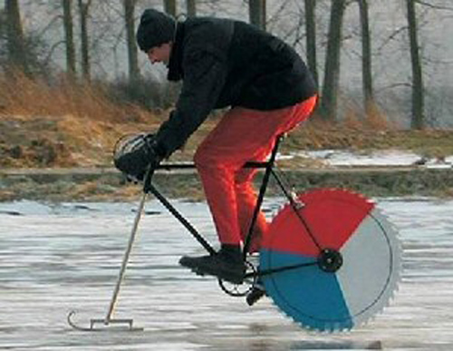 Snow Skating Funny Bicycle Picture