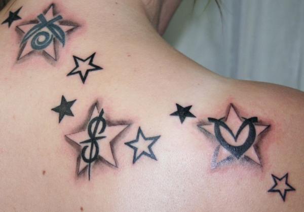 Star Tattoos On Girl Back