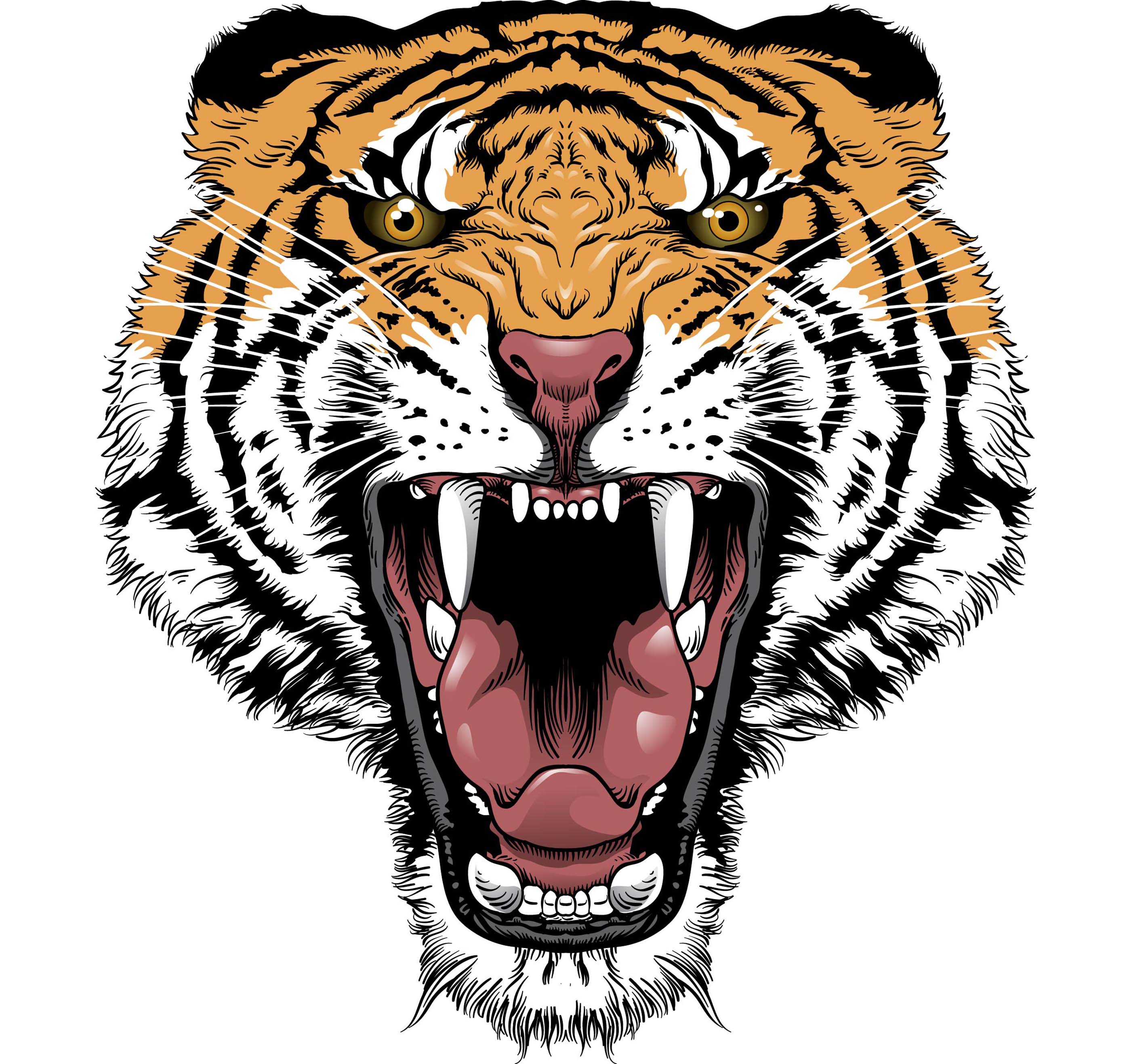 Traditional Roaring Tiger Head Tattoo Design
