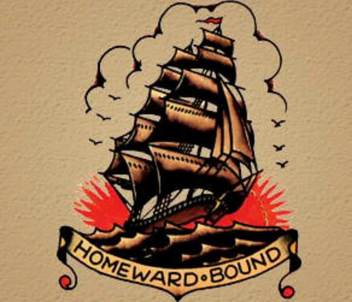 Traditional Ship With Banner Tattoo Design
