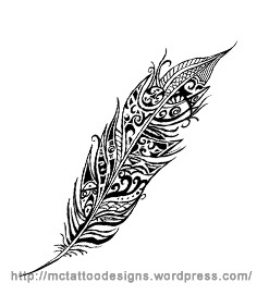Unique Black Tribal Feather Tattoo Design