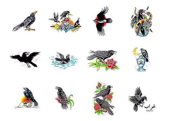 Unique Crow Tattoo Flash