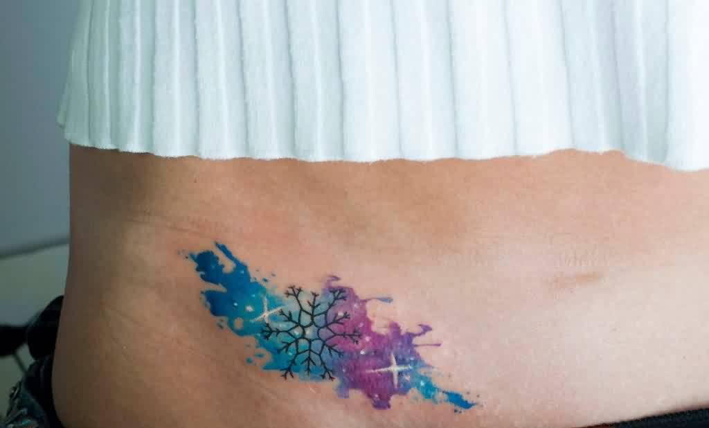 Watercolor Snowflake Tattoo Design
