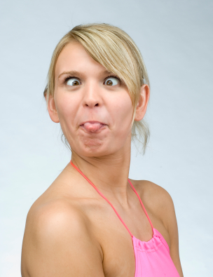 Woman Making Weird Eyes And Showing Tongue Funny Picture