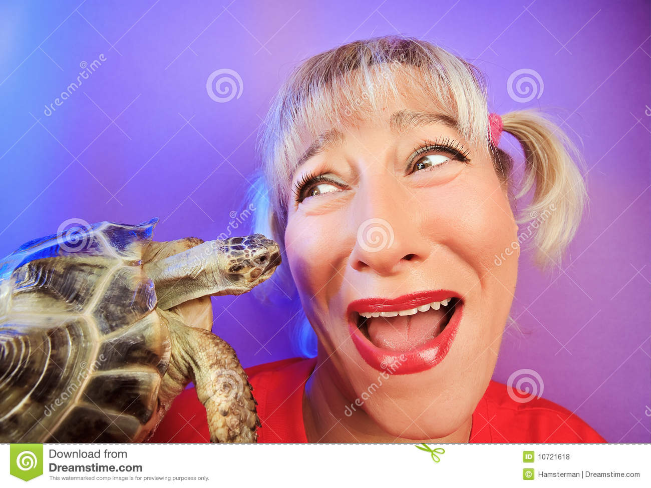Woman With Tortoise Funny Picture