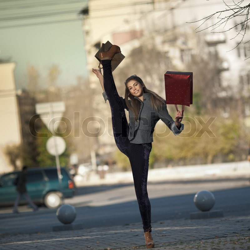 Young Woman With Shopping Bag Funny Picture