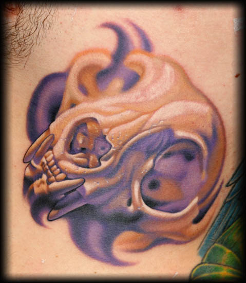 Amazing 3D Bobcat Skull Tattoo Design