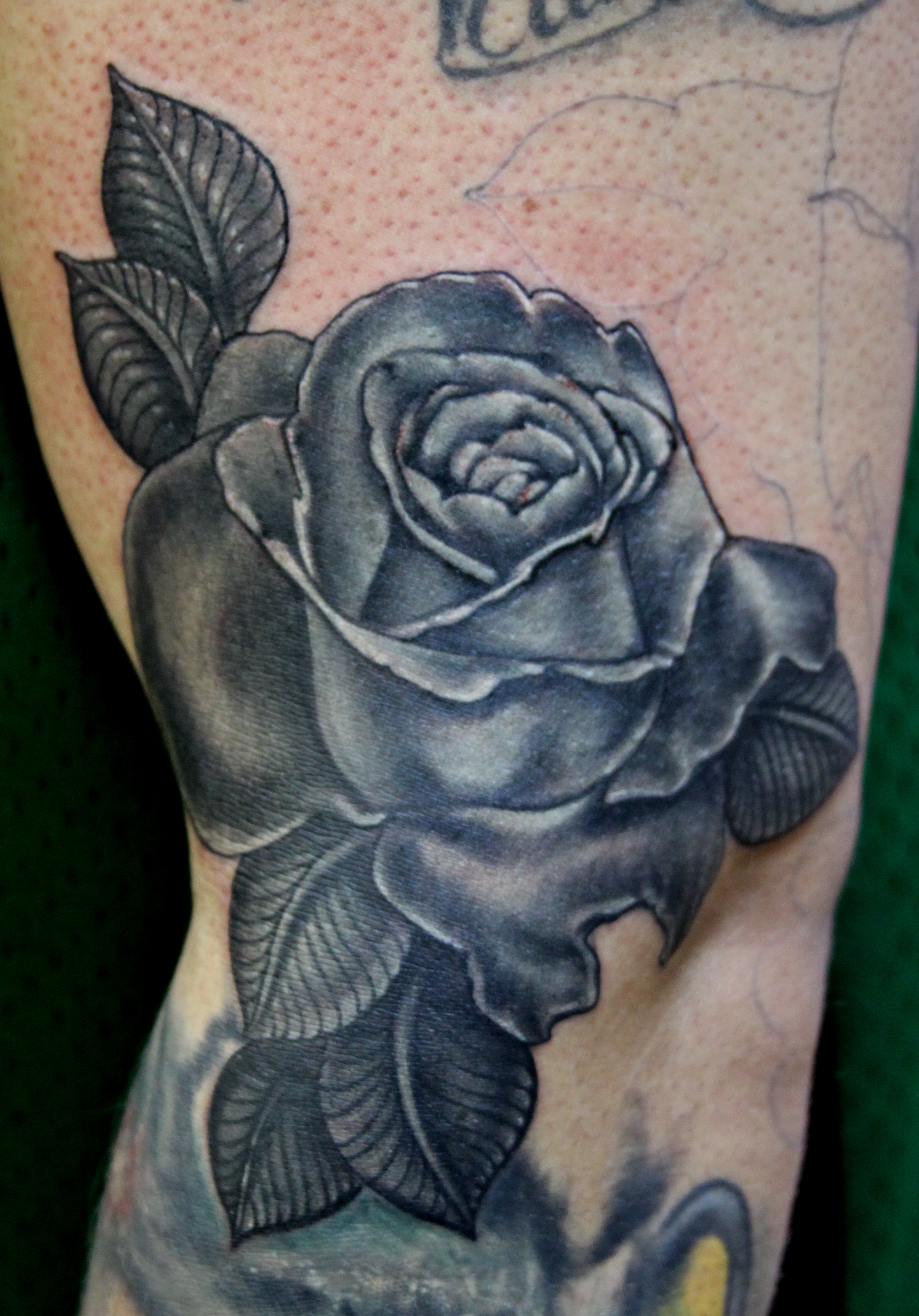 Amazing Black Rose Tattoo Design