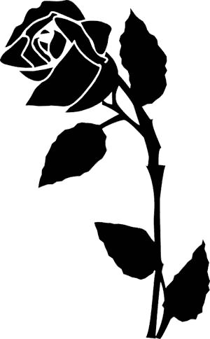 Amazing Black Rose With Leaves Tattoo Stencil