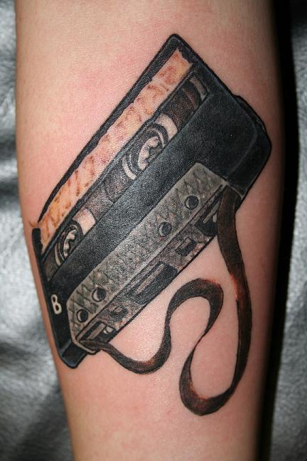 Amazing Cassette Tattoo Design For Forearm By Jason