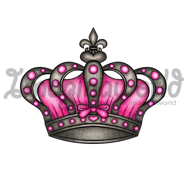 Amazing Pink And Black Queen Crown Tattoo Design By Zina Marie
