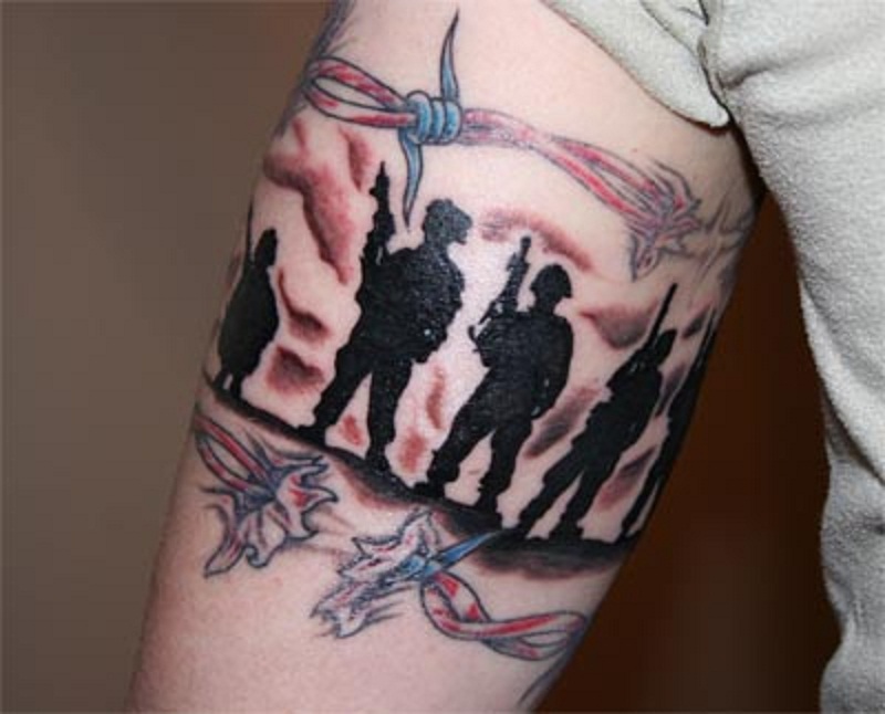 Amazing US Army Soldier Tattoo Design For Arm