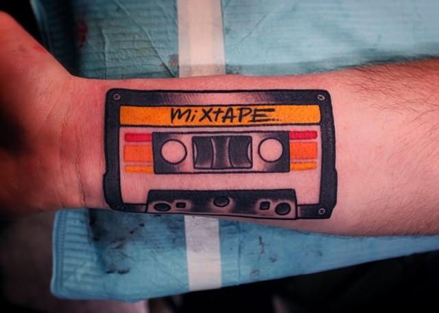 Awesome Cassette Tattoo On Wrist