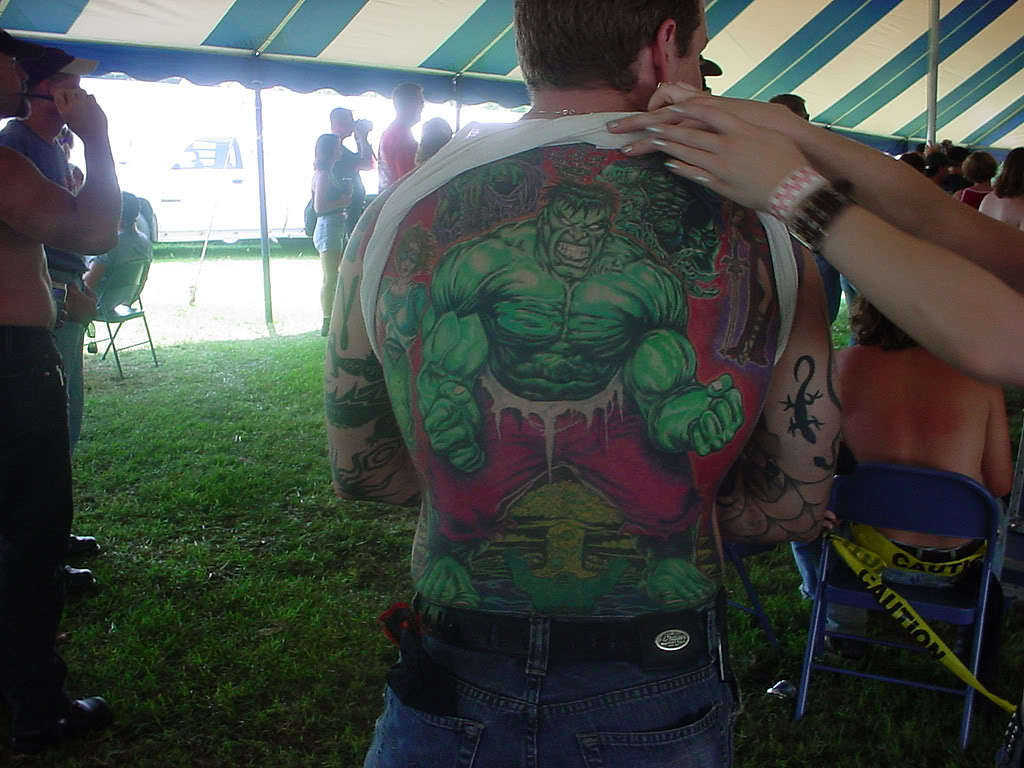 Awesome Hulk Tattoo On Man Full Back