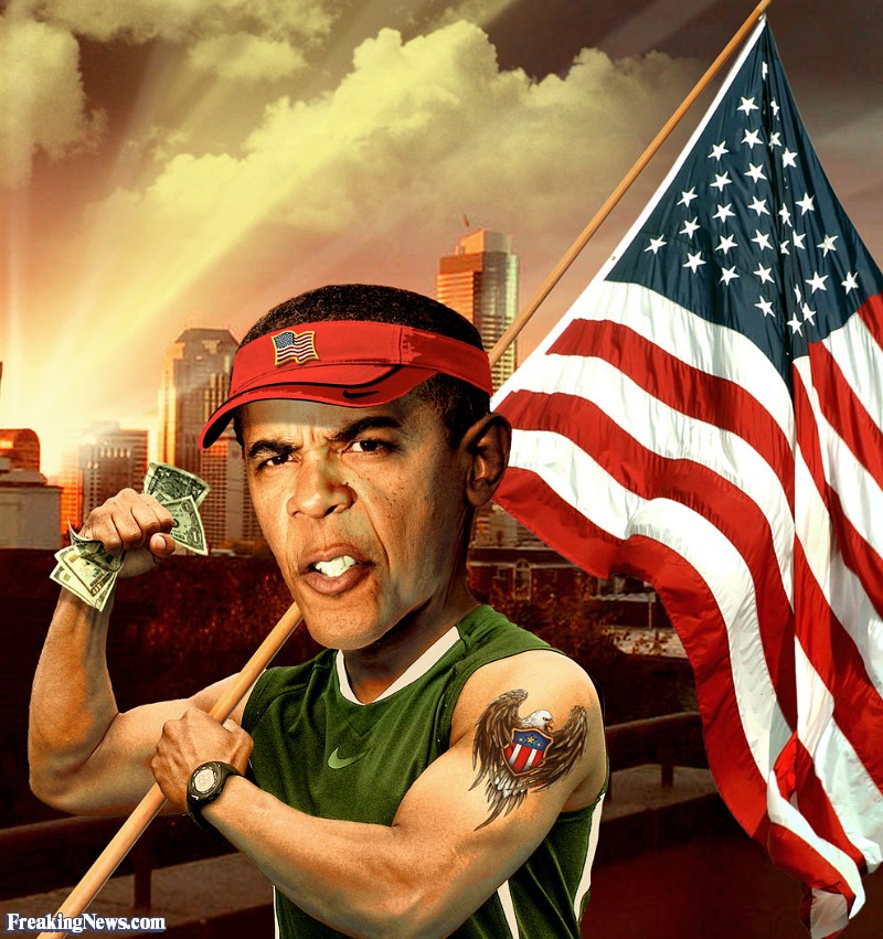 Barack Obama With American Flag Funny Picture