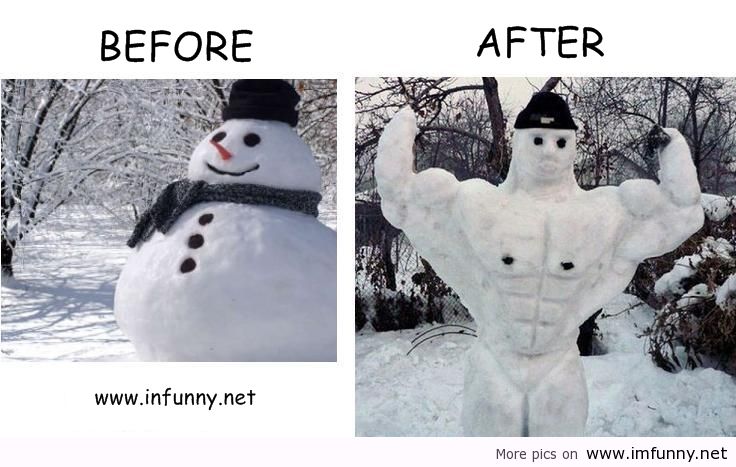 Before And After Funny Snowman Picture