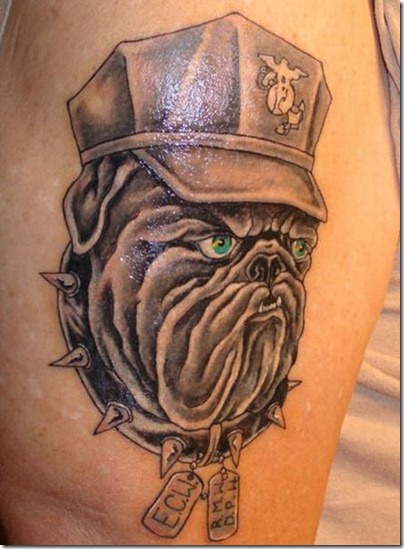 Black And Grey US Army Dog Tattoo Design