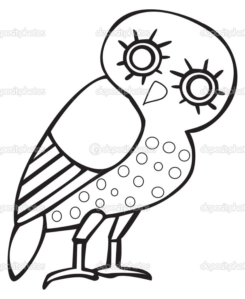 Black Greek Owl Tattoo Stencil