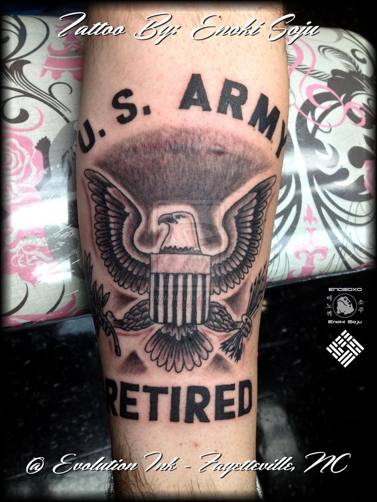 Black Ink US Army Eagle Tattoo Design For Forearm By Enoki Soju