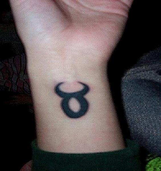 Black Taurus Symbol Tattoo On Wrist