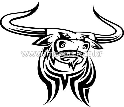 Black Tribal Angry Taurus Tattoo Stencil
