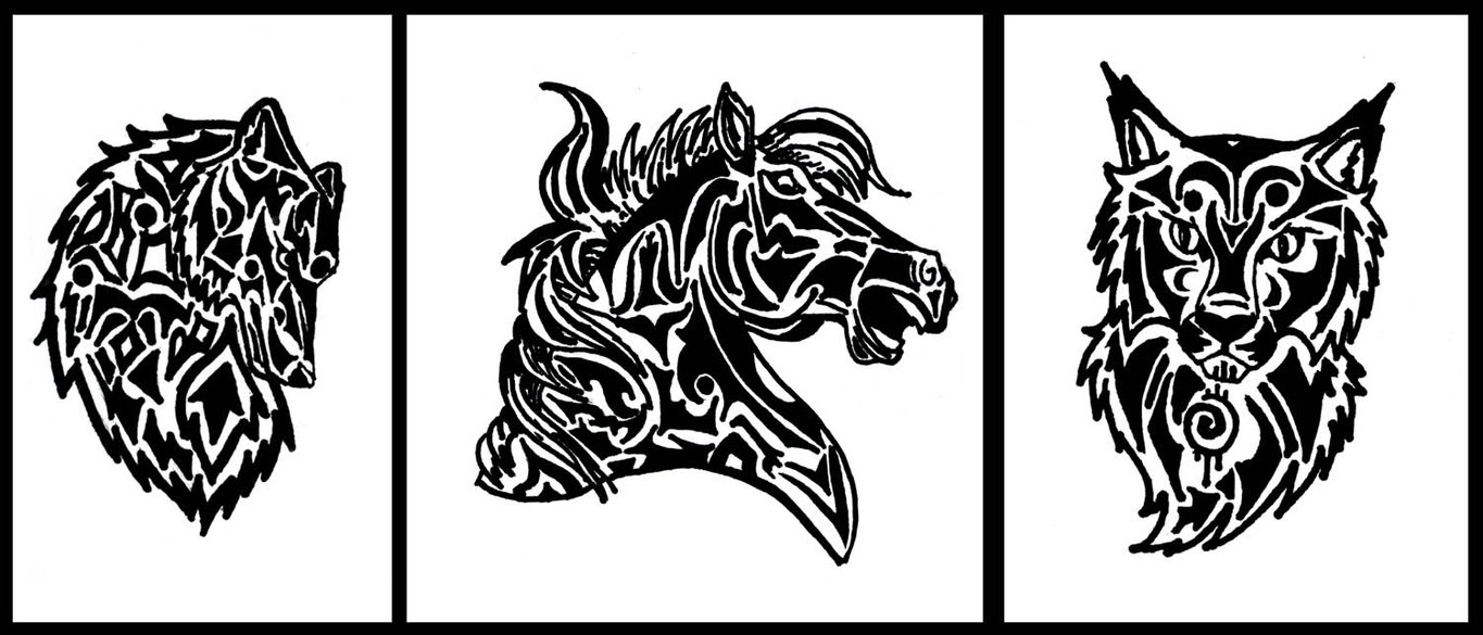 Black Tribal Bobcat Head Tattoo Stencil By Ally Cowan