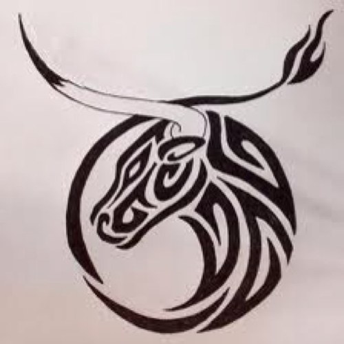 Black Tribal Taurus Head Tattoo Stencil