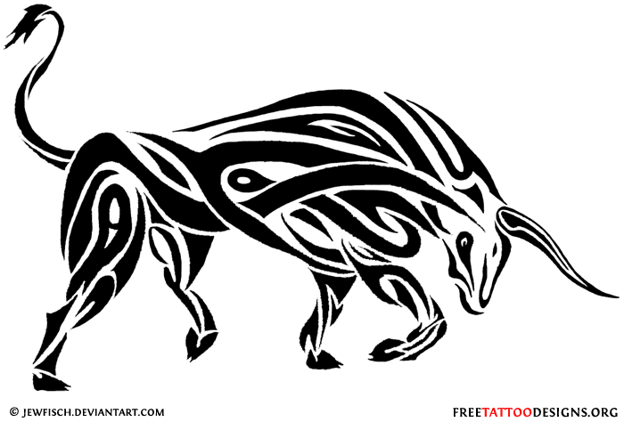 Black Tribal Taurus Tattoo Stencil