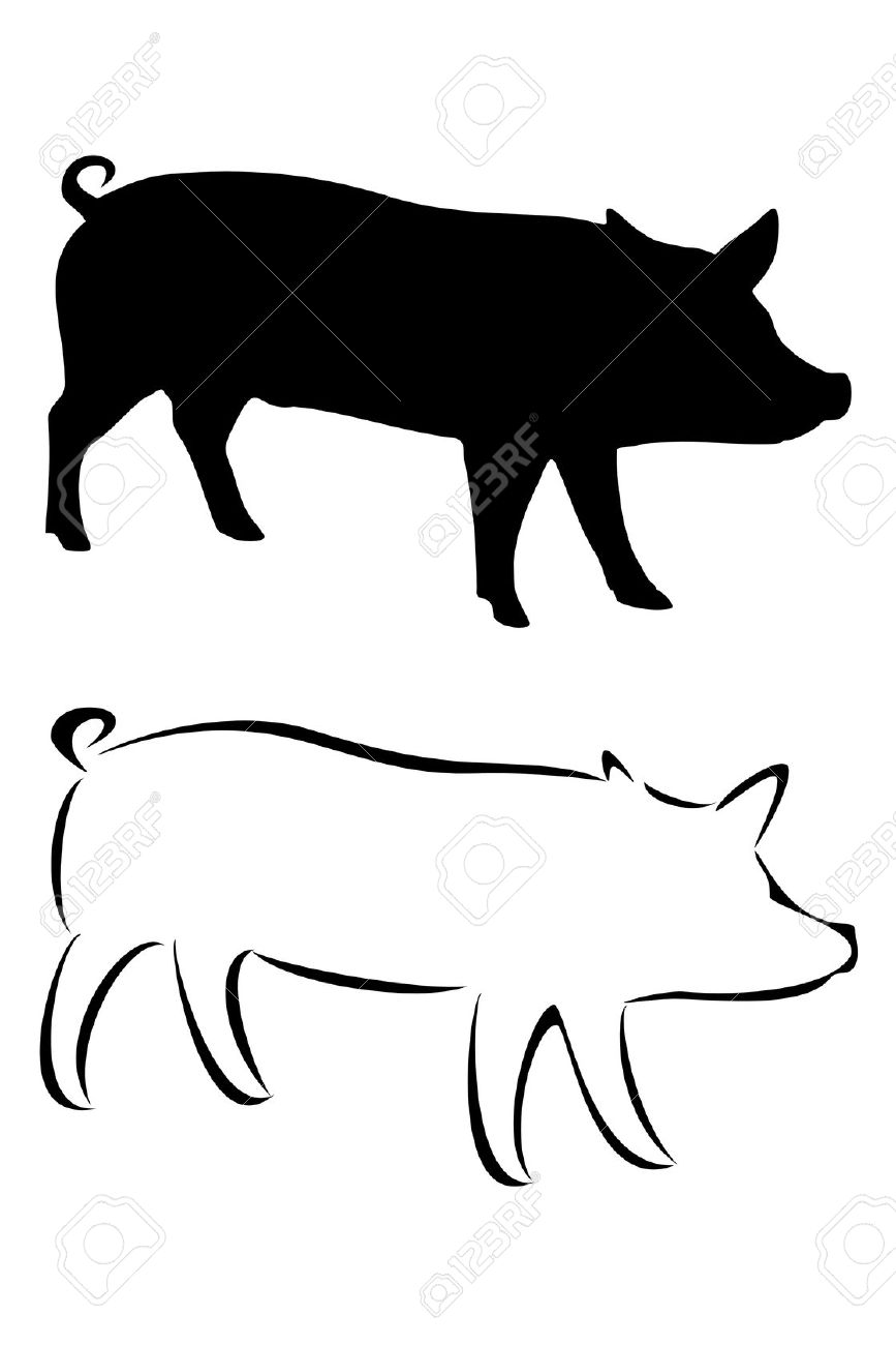 Black Two Pigs Tattoo Design