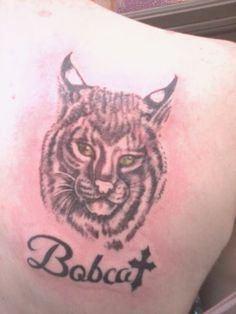 Bobcat - Bobcat Head Tattoo On Right Back Shoulder
