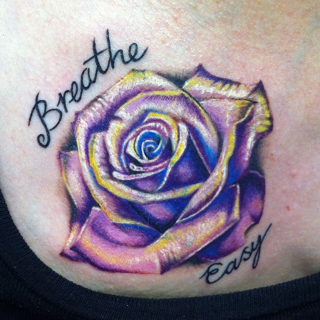 Breathe Easy - Unique Purple Rose Tattoo Design