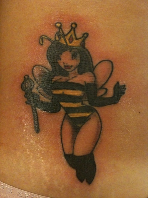Bumble Bee Queen Girl Tattoo Design
