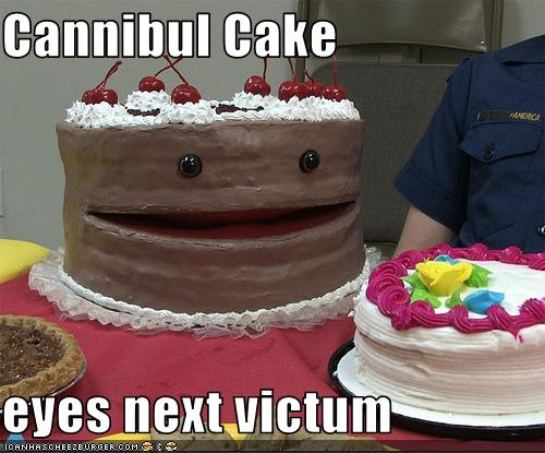 Cannibul Cake Eyes Next Victum Funny Cake Image