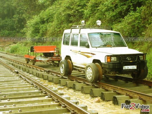 Car On Railway Track Funny Amazing Picture