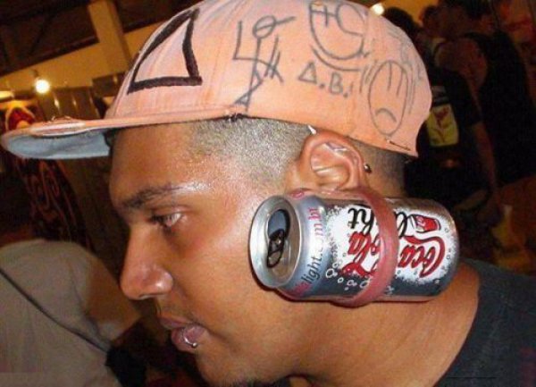 Coke Can Holding With Ear Funny Picture
