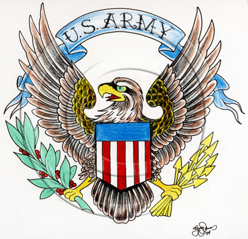 Colorful US Army Logo Tattoo Design