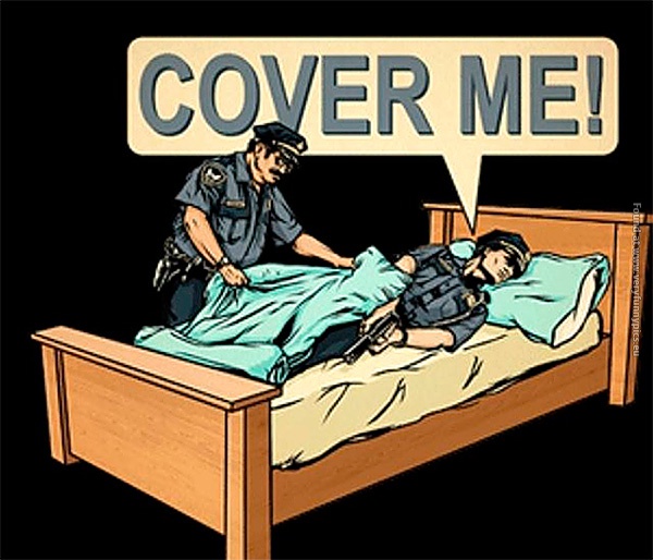 Cover Me Funny Cops Cartoon Image